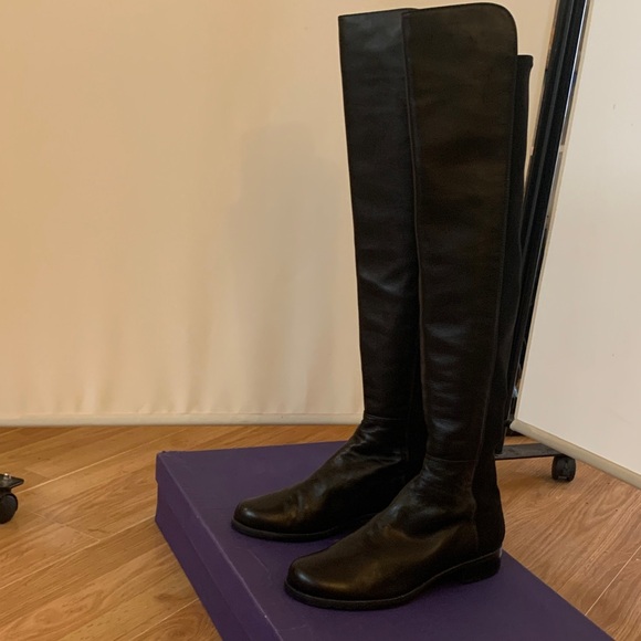 Stuart weitzman Women’s Black leather Tall 5050 Riding Boots 8 worn once - Picture 4 of 13